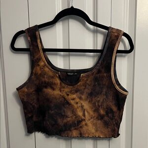 SHEIN Black and Brown Ribbed Crop Top